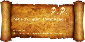 Petschinger Pantaleon névjegykártya